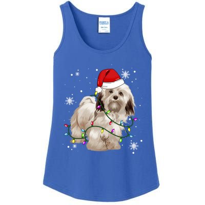 Havanese Dog Christmas Light Christmas Dog Santa Hat Lover Cute Gift Ladies Essential Tank