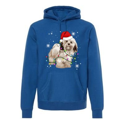 Havanese Dog Christmas Light Christmas Dog Santa Hat Lover Cute Gift Premium Hoodie