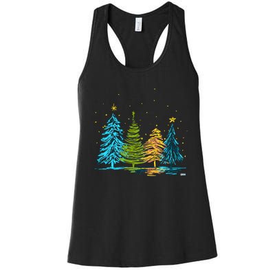 Hand Drawn Christmas Tree Christmas Tree Hand Drawing Women's Racerback Tank