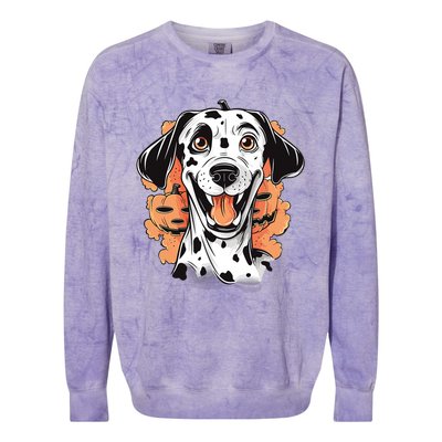 Halloween Dog Costume Design Scary Dalmatian Meaningful Gift Colorblast Crewneck Sweatshirt