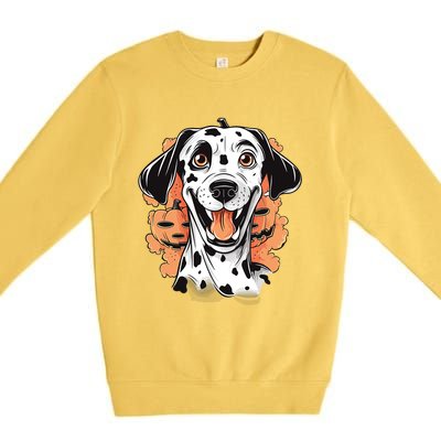 Halloween Dog Costume Design Scary Dalmatian Meaningful Gift Premium Crewneck Sweatshirt