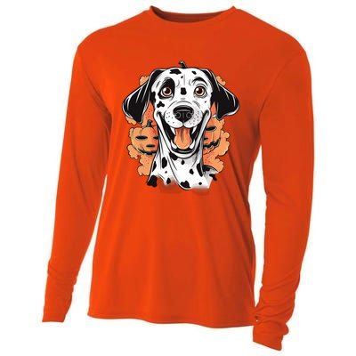 Halloween Dog Costume Design Scary Dalmatian Meaningful Gift Cooling Performance Long Sleeve Crew