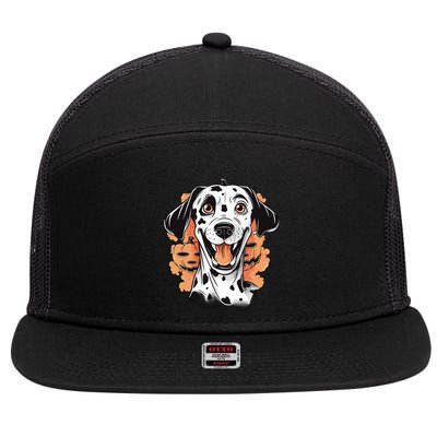 Halloween Dog Costume Design Scary Dalmatian Meaningful Gift 7 Panel Mesh Trucker Snapback Hat