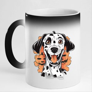 Halloween Dog Costume Design Scary Dalmatian Meaningful Gift 11oz Black Color Changing Mug