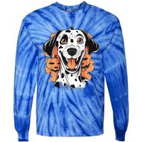 Halloween Dog Costume Design Scary Dalmatian Meaningful Gift Tie-Dye Long Sleeve Shirt