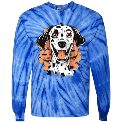 Halloween Dog Costume Design Scary Dalmatian Meaningful Gift Tie-Dye Long Sleeve Shirt