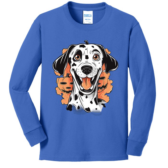 Halloween Dog Costume Design Scary Dalmatian Meaningful Gift Kids Long Sleeve Shirt