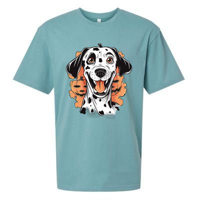 Halloween Dog Costume Design Scary Dalmatian Meaningful Gift Sueded Cloud Jersey T-Shirt