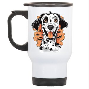 Halloween Dog Costume Design Scary Dalmatian Meaningful Gift Stainless Steel Travel Mug