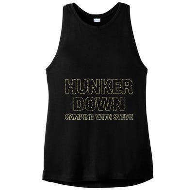 Hunker Down Camping With Steve Simple Graphic Ladies PosiCharge Tri-Blend Wicking Tank