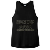 Hunker Down Camping With Steve Simple Graphic Ladies PosiCharge Tri-Blend Wicking Tank