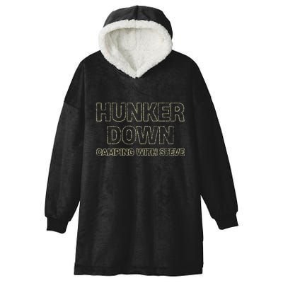 Hunker Down Camping With Steve Simple Graphic Hooded Wearable Blanket