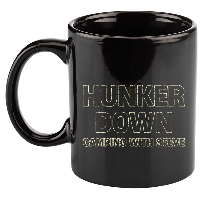 Hunker Down Camping With Steve Simple Graphic 11oz C Handle Ceramic Mug