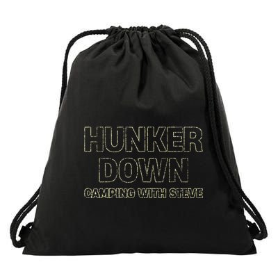 Hunker Down Camping With Steve Simple Graphic Drawstring Bag