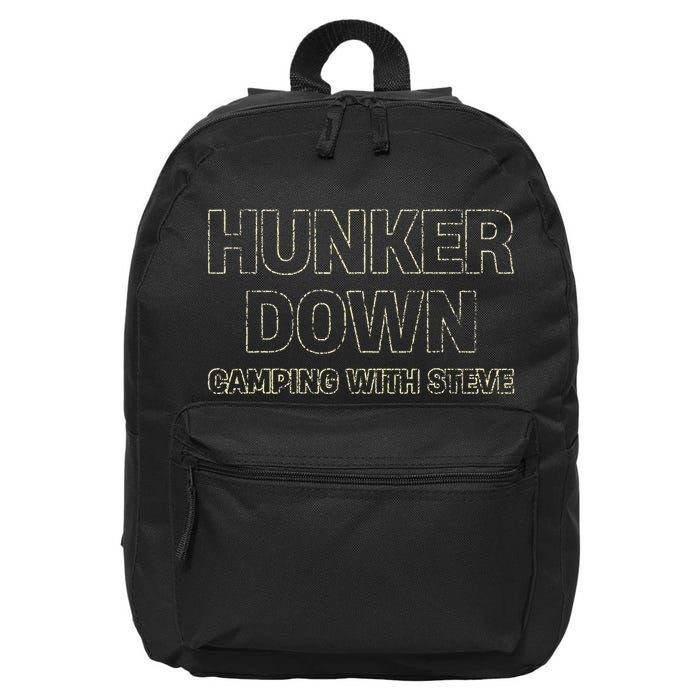 Hunker Down Camping With Steve Simple Graphic 16 in Basic Backpack