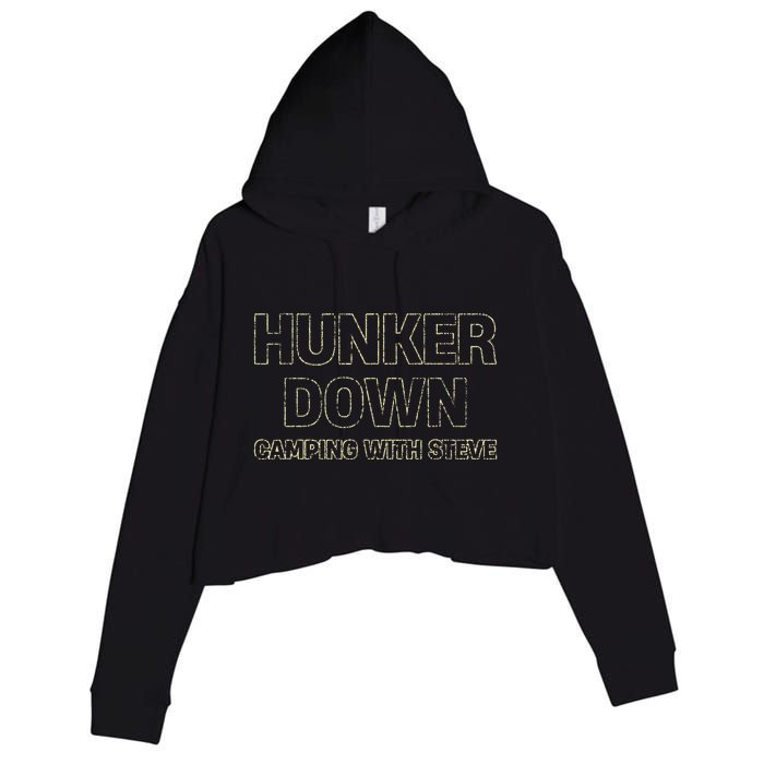 Hunker Down Camping With Steve Simple Graphic Crop Fleece Hoodie