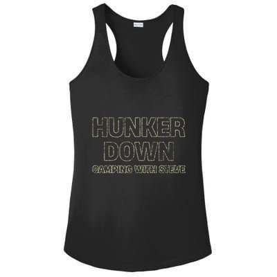 Hunker Down Camping With Steve Simple Graphic Ladies PosiCharge Competitor Racerback Tank