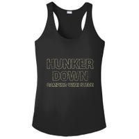 Hunker Down Camping With Steve Simple Graphic Ladies PosiCharge Competitor Racerback Tank