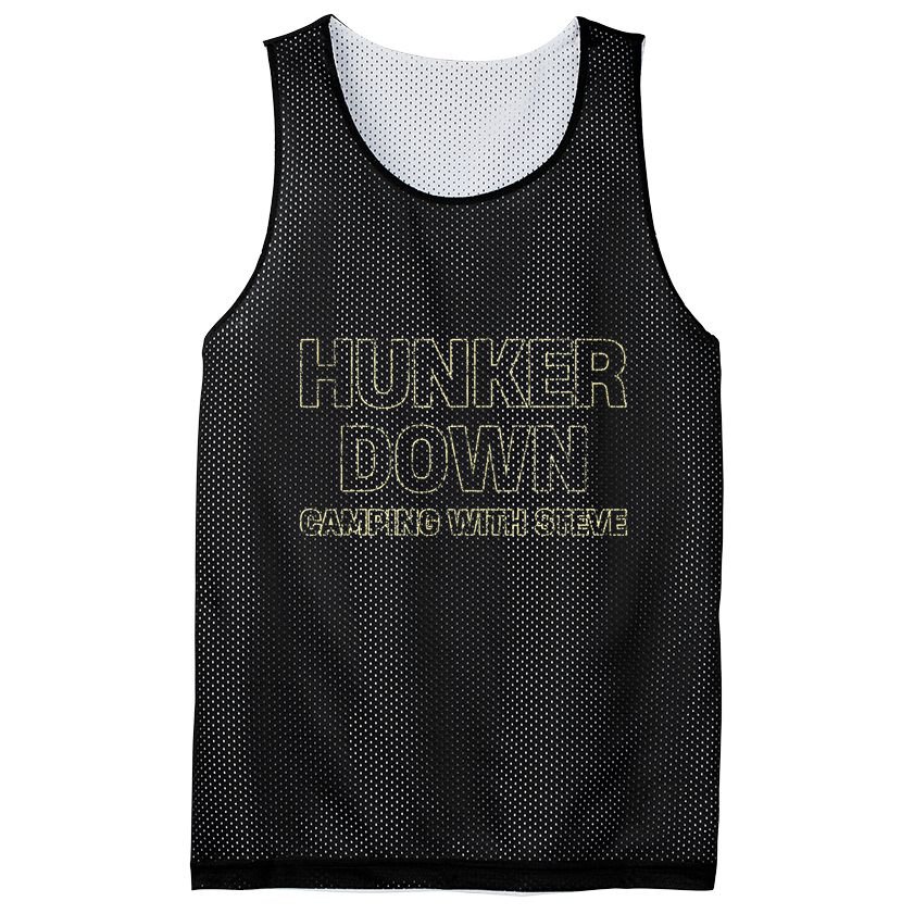 Hunker Down Camping With Steve Simple Graphic Mesh Reversible Basketball Jersey Tank