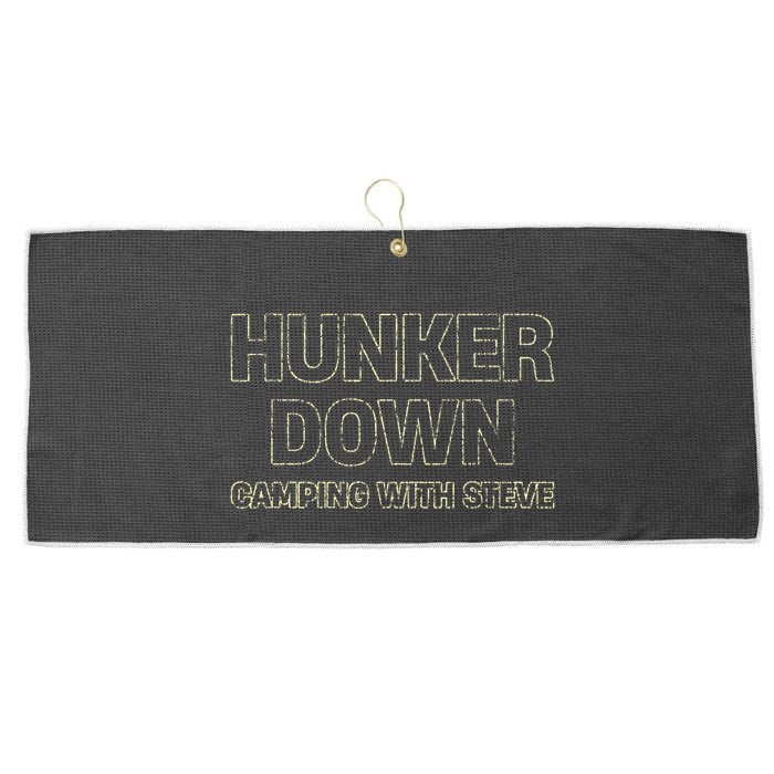 Hunker Down Camping With Steve Simple Graphic Large Microfiber Waffle Golf Towel
