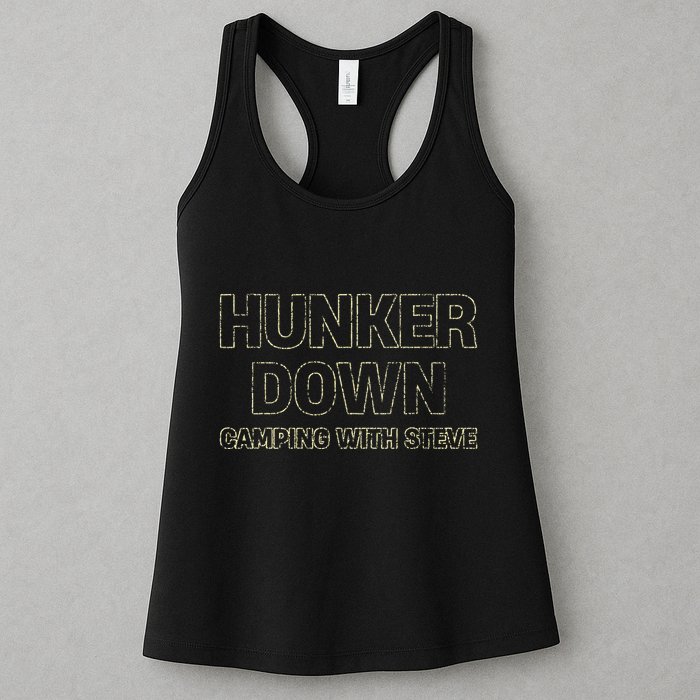 Hunker Down Camping With Steve Simple Graphic Womens Tank Top