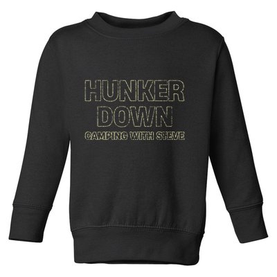 Hunker Down Camping With Steve Simple Graphic Toddler Sweatshirt