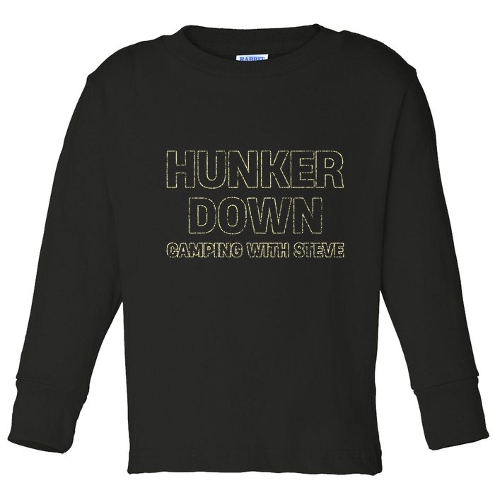 Hunker Down Camping With Steve Simple Graphic Toddler Long Sleeve Shirt