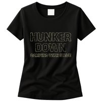 Hunker Down Camping With Steve Simple Graphic Womens T-Shirt