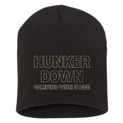 Hunker Down Camping With Steve Simple Graphic Short Acrylic Beanie
