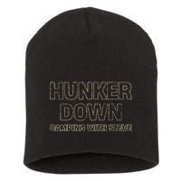 Hunker Down Camping With Steve Simple Graphic Short Acrylic Beanie