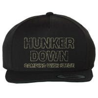 Hunker Down Camping With Steve Simple Graphic Wool Snapback Cap
