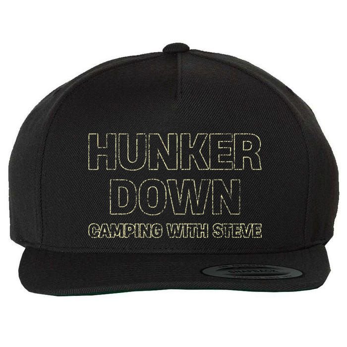 Hunker Down Camping With Steve Simple Graphic Wool Snapback Cap