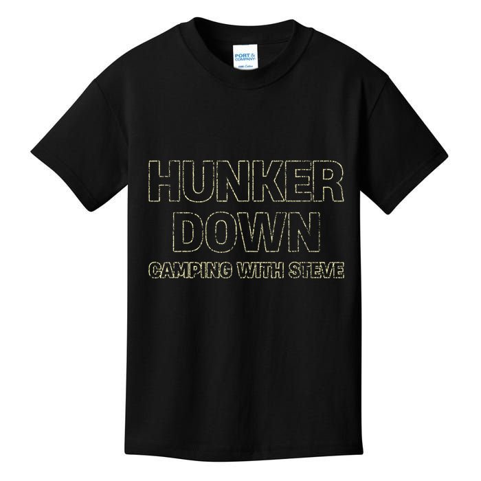 Hunker Down Camping With Steve Simple Graphic Kids T-Shirt