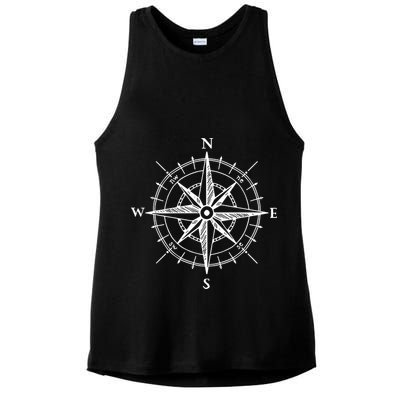 Hand Drawn Compass Rose Nautical Ladies PosiCharge Tri-Blend Wicking Tank