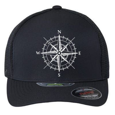 Hand Drawn Compass Rose Nautical Flexfit Unipanel Trucker Cap