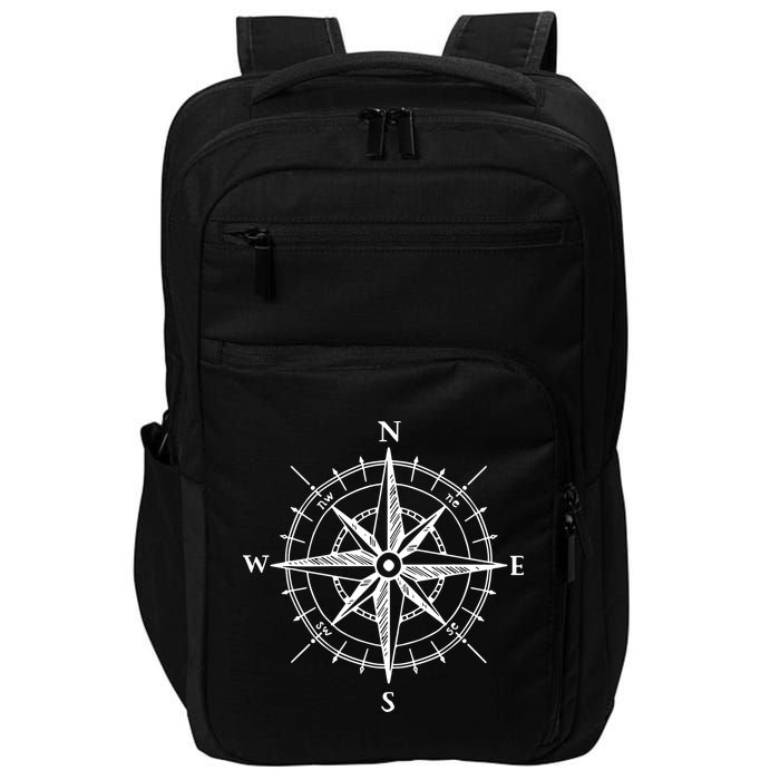 Hand Drawn Compass Rose Nautical Impact Tech Backpack