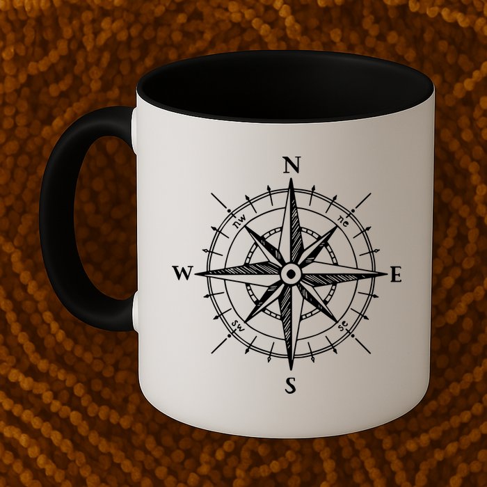 Hand Drawn Compass Rose Nautical Mug
