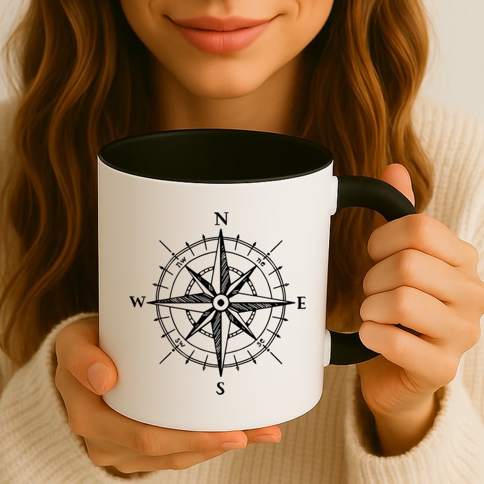 Hand Drawn Compass Rose Nautical Mug