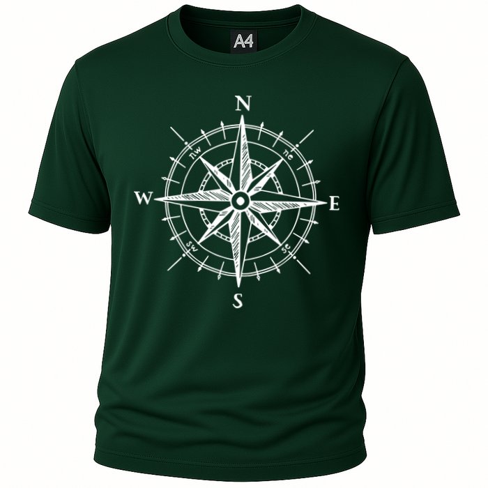 Hand Drawn Compass Rose Nautical Cooling Performance Crew T-Shirt