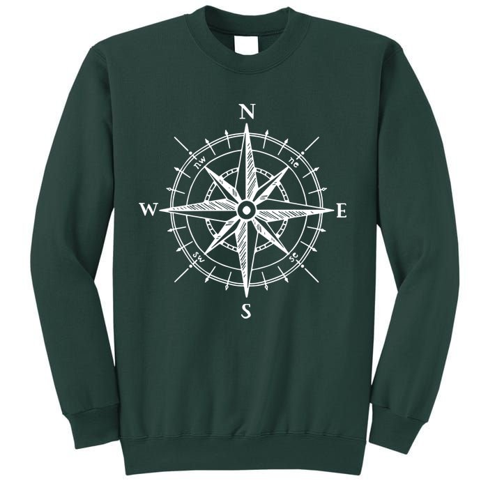 Hand Drawn Compass Rose Nautical Sweatshirt