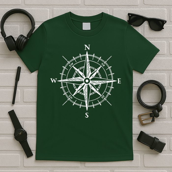 Hand Drawn Compass Rose Nautical T-Shirt