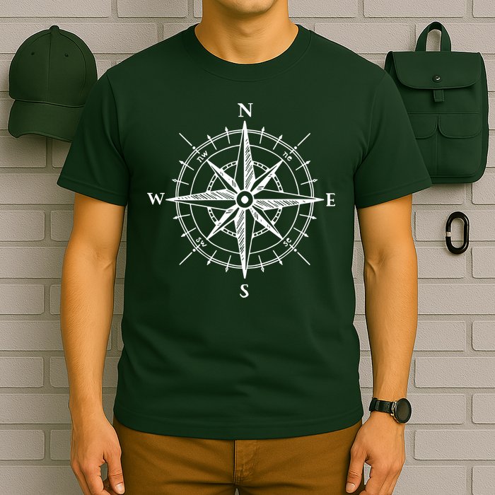 Hand Drawn Compass Rose Nautical T-Shirt