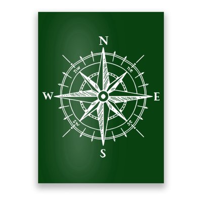 Hand Drawn Compass Rose Nautical Poster