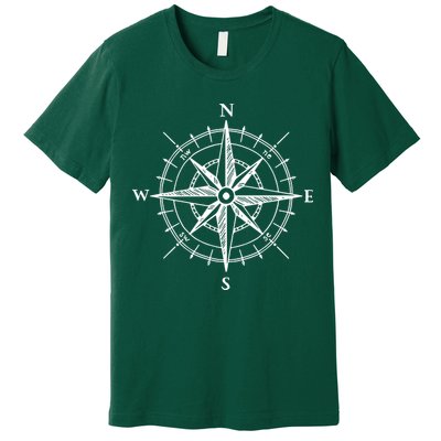 Hand Drawn Compass Rose Nautical Premium T-Shirt