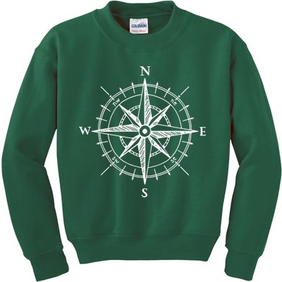 Hand Drawn Compass Rose Nautical Kids Sweatshirt