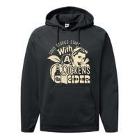 Hard Dickens Cider Girl Whiskey And Beer Apple Humor Performance Fleece Hoodie