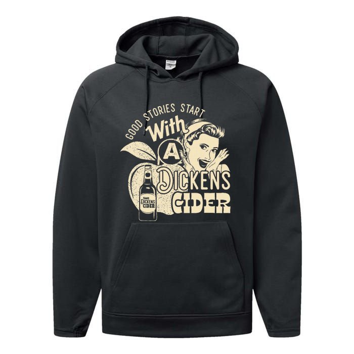 Hard Dickens Cider Girl Whiskey And Beer Apple Humor Performance Fleece Hoodie