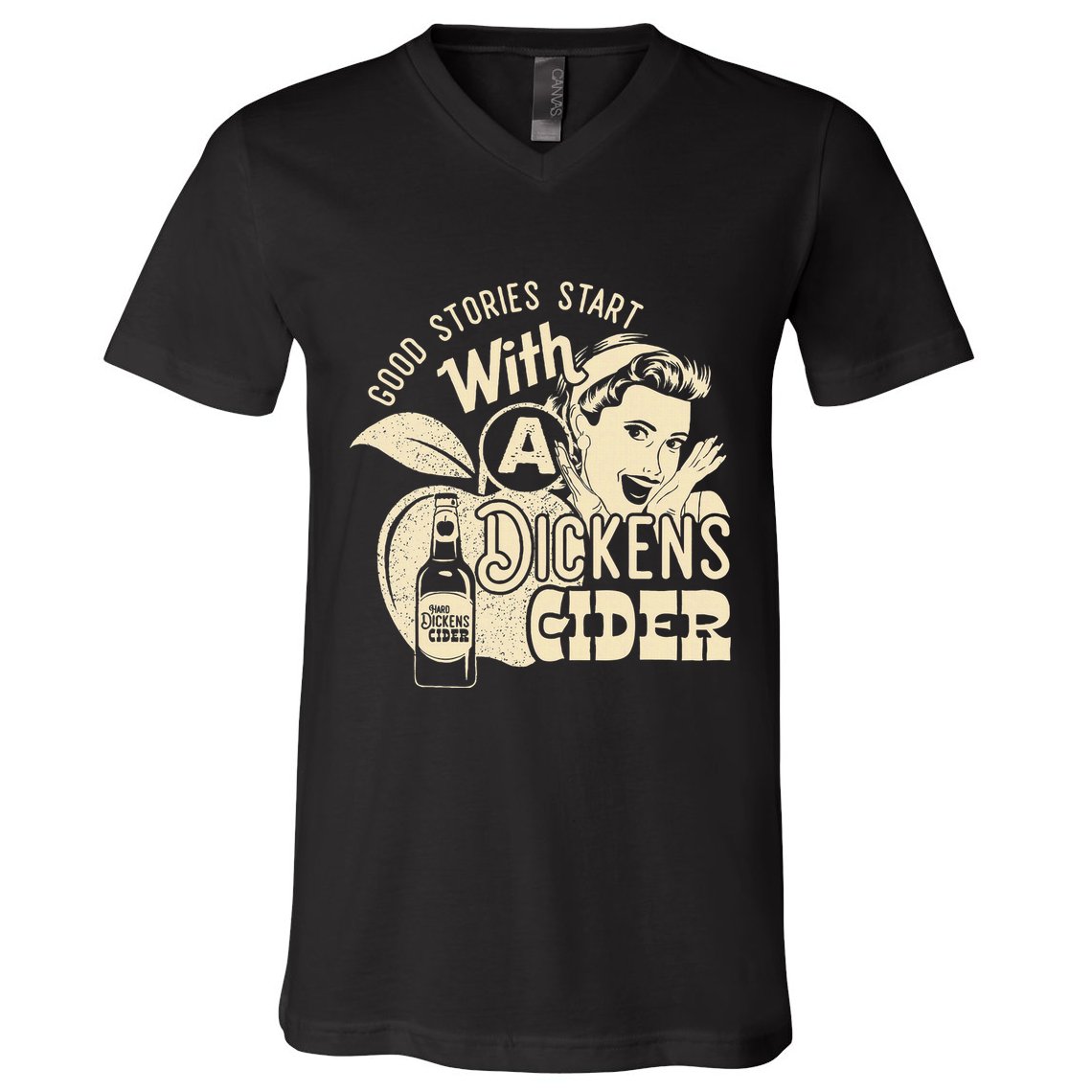 Hard Dickens Cider Girl Whiskey And Beer Apple Humor V-Neck T-Shirt