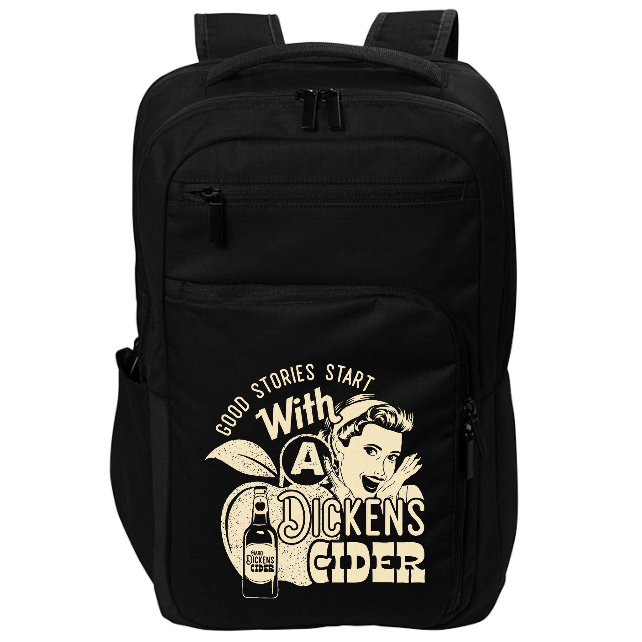 Hard Dickens Cider Girl Whiskey And Beer Apple Humor Impact Tech Backpack