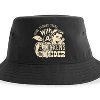 Hard Dickens Cider Girl Whiskey And Beer Apple Humor Sustainable Bucket Hat